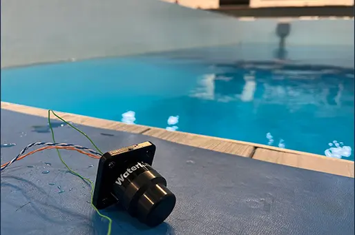 Acoustic modem M16 lying by the pool